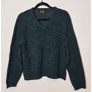 Vintage‎ Fargo Custom Collection Wool Blend Green Blue Knit V Neck Sweater